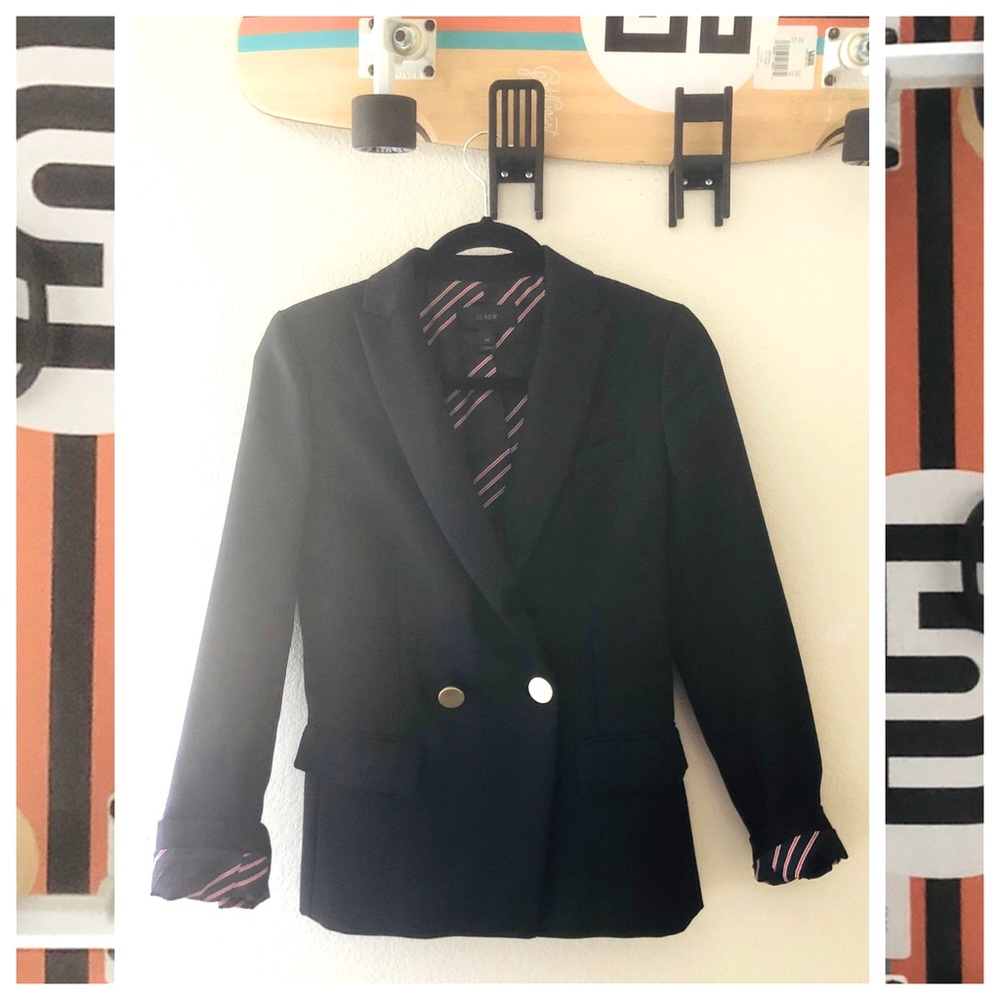 J.Crew Wool Navy Blazer Gold Buttons 00
